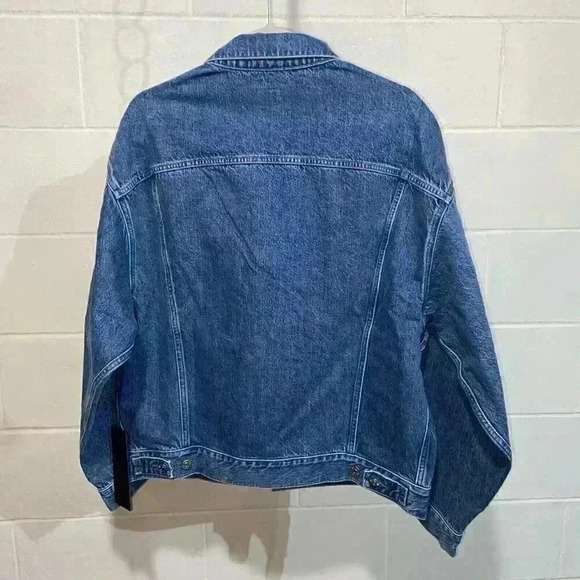 EDWIN Anthropologie Womens Cody Denim Jacket SMALL Blue Moto Grunge 80s Festival - Picture 2 of 6